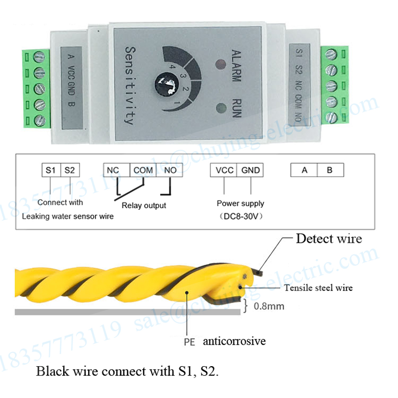 1 set Din liquid Water Leakage - Water Leak Detector Wired 评论和价格