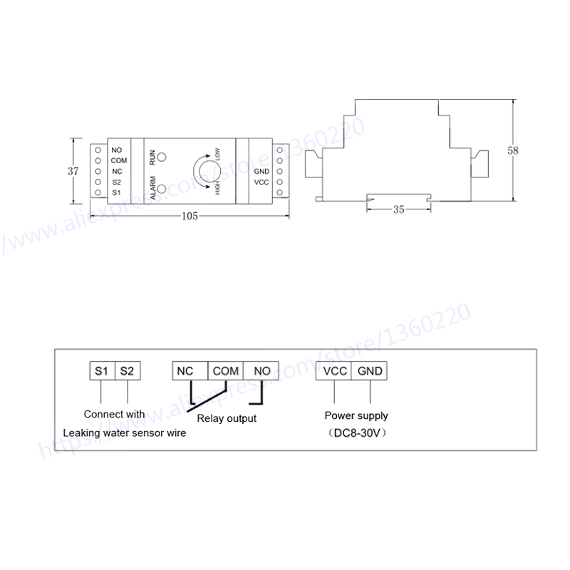 with 2m sensor wire 35mm Din l - Water Leak Detector Wired 评论和价格