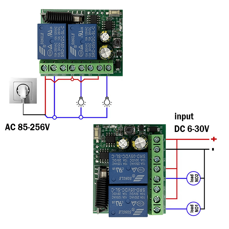 DC 12V 24V AC 220V RF433 2CH M - 433Mhz Receiver Module 评论和价格