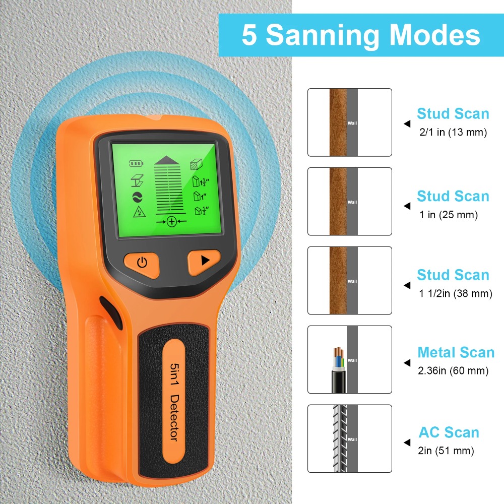 5 in 1 Digital Stud Detector H - Water Leak Detector Wired 评论和价格
